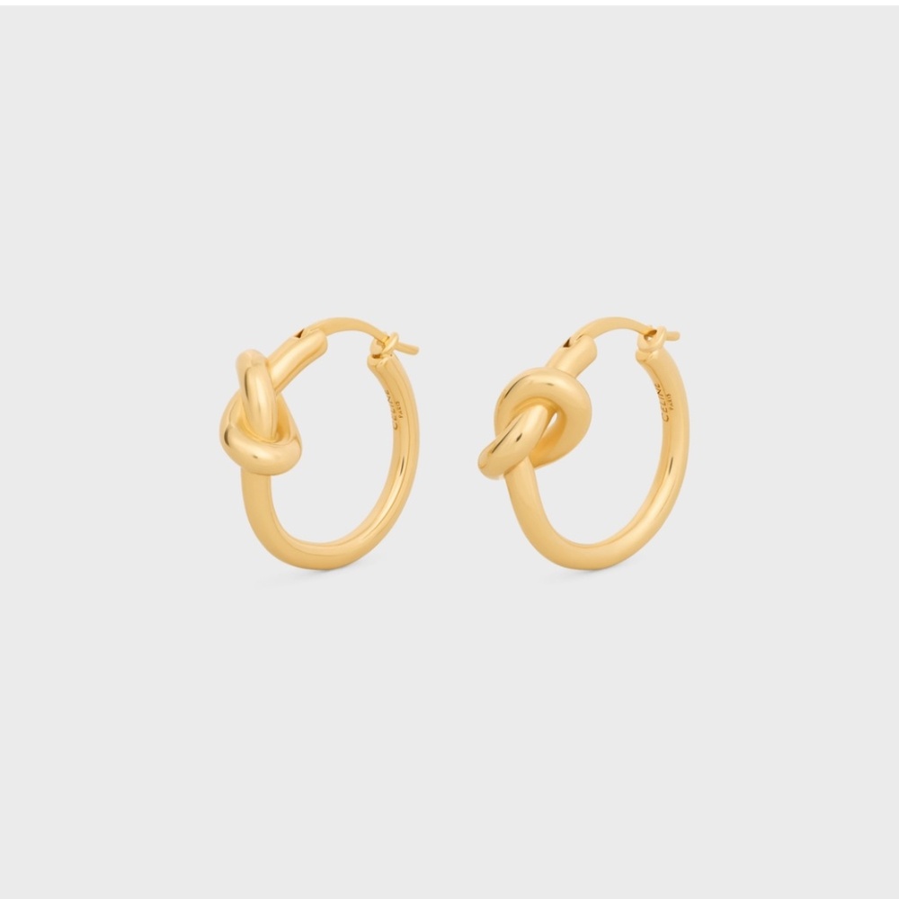 Authentic Celine KNOT SMALL HOOPS IN BRASS WITH GOLD FINISH